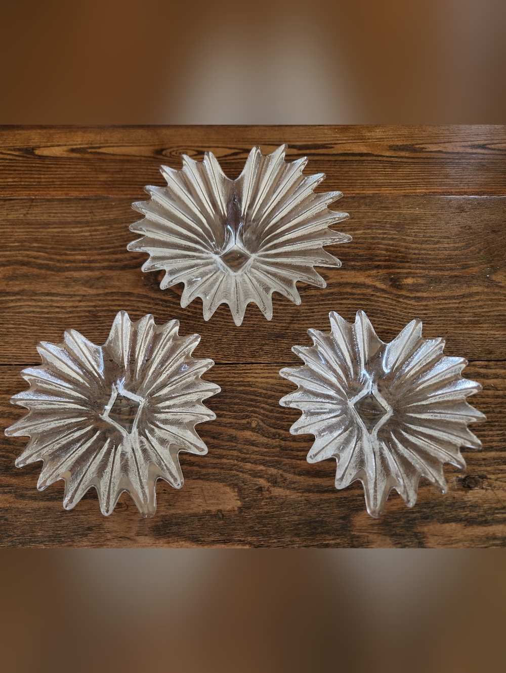 Vintage Wedgwood - MCM Crystal Palm Leaf Trinket Dish Set x3